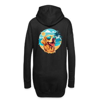 Golden Retriever am Strand mit Sonnenbrille - Hoodie-Kleid - Schwarz - Hinten
