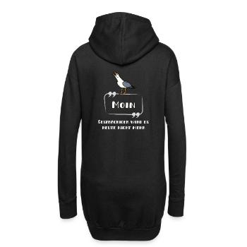 Moin - schreiende Möwe Schrift lustig norddeutsch - Hoodie-Kleid - Schwarz - Hinten