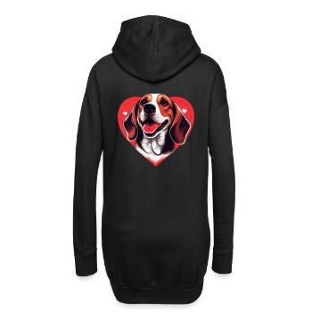happy Beagle Dog mit Herz - Hoodie-Kleid - Schwarz - Hinten