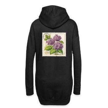 Timbre-poste Vintage fleurs violettes - Sweat-shirt à capuche long Femme - noir - Dos