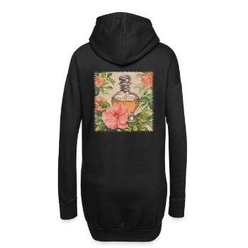 Timbre-poste Vintage parfum - Sweat-shirt à capuche long Femme - noir - Dos