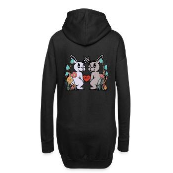Hase Hase Liebe Herz Kaninchen Natur Nager - Hoodie-Kleid - Schwarz - Hinten