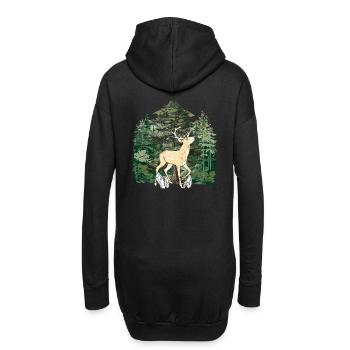 forêt, habitant de la forêt, cerf, orignal, Suède, bois, sauvage - Sweat-shirt à capuche long Femme - noir - Dos