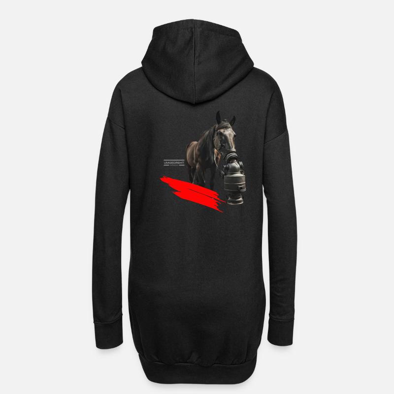 Pferd - Hoodie-Kleid - Schwarz