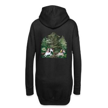 Fille équitation poney chevaux forêt nature loisirs - Sweat-shirt à capuche long Femme - noir - Dos