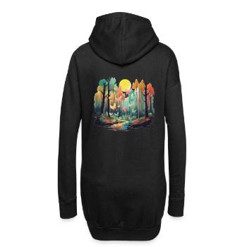 Wald Natur Bäume Baum Sonne Herbst - Hoodie-Kleid - Schwarz - Hinten