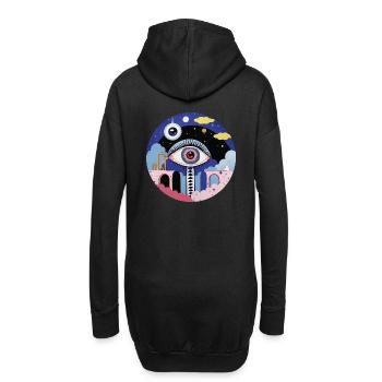 Psychedelisches Auge - Hoodie-Kleid - Schwarz - Hinten