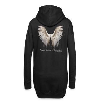 ENGEL GELIEBT IM HIMMEL weisse Flügel Spruch - Hoodie-Kleid - Schwarz - Hinten