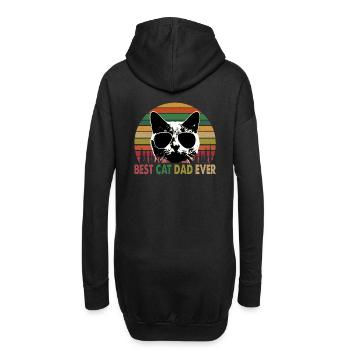Beste Katze Papa Ever Vintage Retro Katze Vatertag - Hoodie-Kleid - Schwarz - Hinten