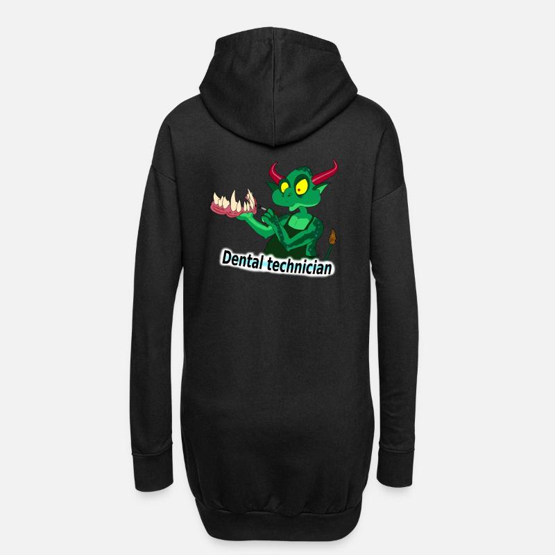 zahntechniker - Hoodie-Kleid - Schwarz