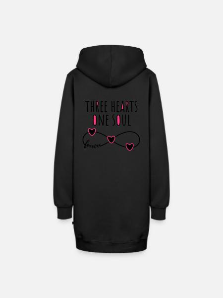 3 Herzen Seele Infinity forever für drei Freunde - Hoodie-Kleid - Schwarz