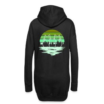 Woodland Nature chats chat 80's 90's - Sweat-shirt à capuche long Femme - noir - Dos