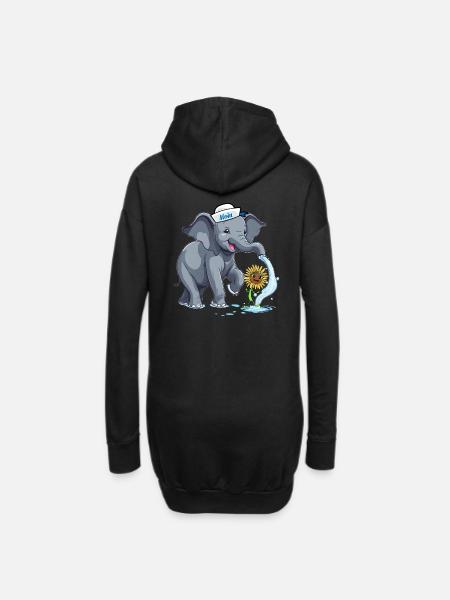 Elefant Elefanten maritim - Hoodie-kjole - sort