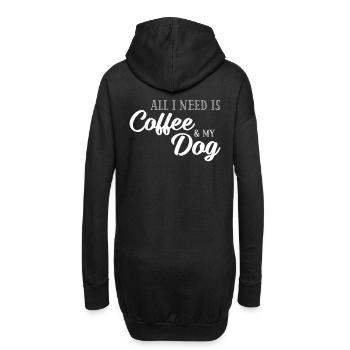 Tout ce que je fais, c’est le café et mon chien - Sweat-shirt à capuche long Femme - noir - Dos