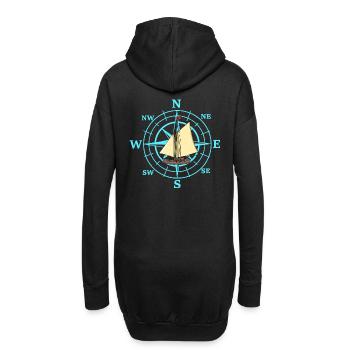 Kompass Segelschiff Schiff Schiffe Reise - Hoodie-Kleid - Schwarz - Hinten