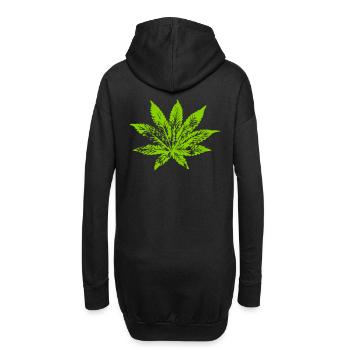 feuille de cannabis 078 - Sweat-shirt à capuche long Femme - noir - Dos
