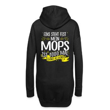 MOPS Schönheit Haustier Hunde 1000 Geschenk neu - Hoodie-Kleid - Schwarz - Hinten