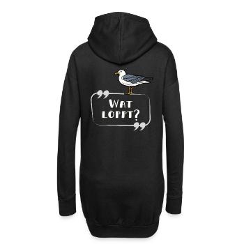 Wat löppt Möwe norddeutsch Schriftzug lustig - Hoodie-Kleid - Schwarz - Hinten