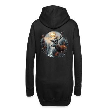 Cerf mystique dans la forêt de nuages / Costume traditionnel / Chasse - Sweat-shirt à capuche long Femme - noir - Dos