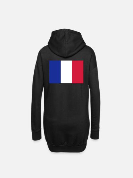 Drapeau national de la France - Sweat-shirt à capuche long Femme - noir