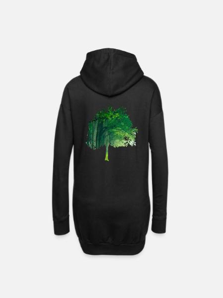 Fraktale & Regenbogen, Nerd Geschenk, Baum & bunt - Hoodie-Kleid - Schwarz