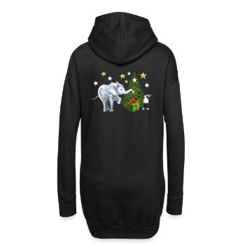 Weihnachten ,Elefant, Hase, Frohe Weihnachten - Hoodie-Kleid - Schwarz - Hinten