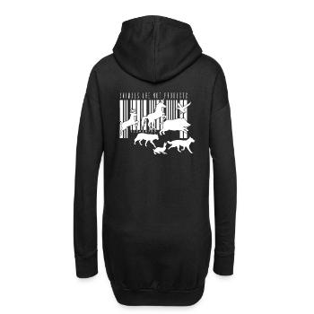 Strichcode Vegan Animals are not Poroducts - Hoodie-Kleid - Schwarz - Hinten