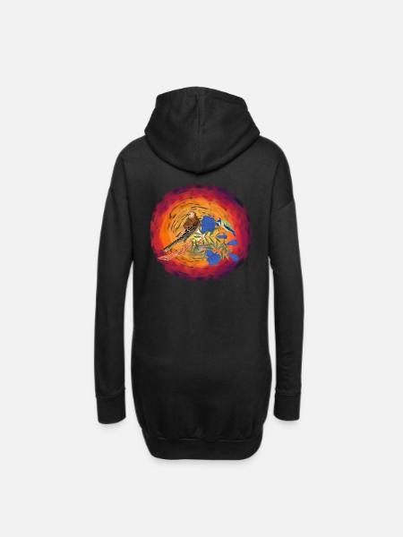 Sonne Vögel Frühling Vogel Ast Natur Wildnis - Hoodie-Kleid - Schwarz