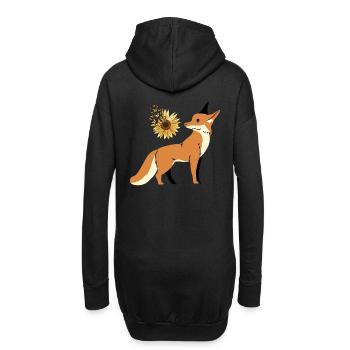 Renard, Faune, Nature sauvage, Nature, Fleur, Papillons - Sweat-shirt à capuche long Femme - noir - Dos