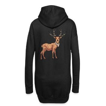 Cerf rétro vintage style - Sweat-shirt à capuche long Femme - noir - Dos