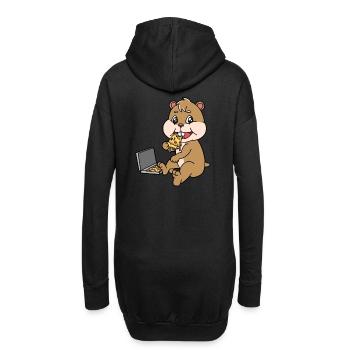 Hamster mit Hunger auf Pizza Fantasy Tiere - Hoodie-Kleid - Schwarz - Hinten