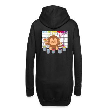 Kleiner Affe malen Künstler bunt Kinder Baby - Hoodie-Kleid - Schwarz - Hinten