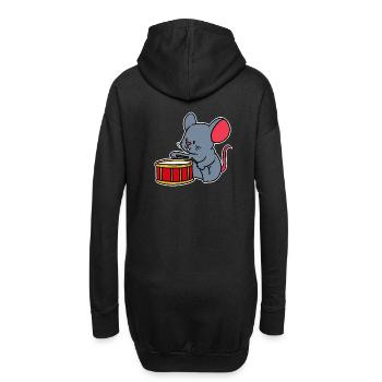 Baby Kind Kinder Trommel Maus Musik Geschenk süß - Hoodie-Kleid - Schwarz - Hinten