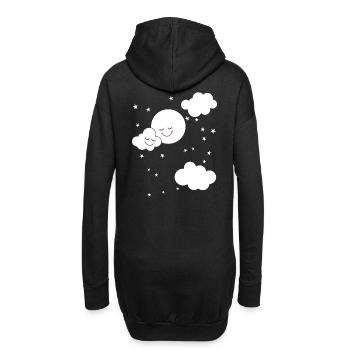 Doux lune nuages nuit ciel fantaisie enfants bébé - Sweat-shirt à capuche long Femme - noir - Dos