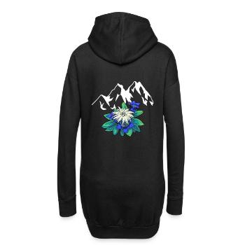 Montagnes montagnes Tirol Edelweiss gentiane nature randonnée - Sweat-shirt à capuche long Femme - noir - Dos