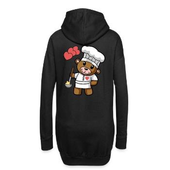 Teddybär Sterne Koch kochen Gourmet Küche - Hoodie-Kleid - Schwarz - Hinten