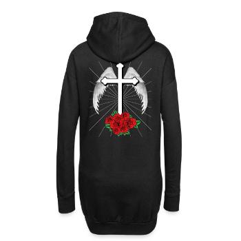 Himmlisches Kreuz Kreuze Jesus Gott Engelsflügel - Hoodie-Kleid - Schwarz - Hinten