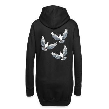Taube Tauben Vogelabbildung Vogel Vögel - Hoodie-Kleid - Schwarz - Hinten