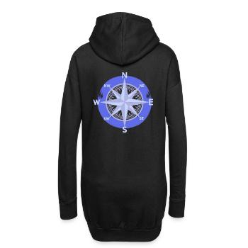 Kompass Windrose Richtung Outdoor Maritim Nautik - Hoodie-Kleid - Schwarz - Hinten