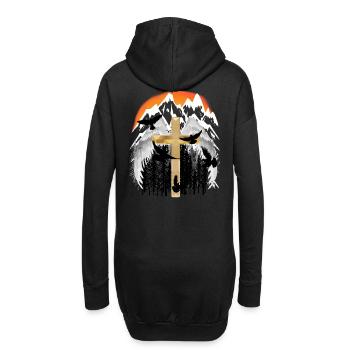 Kreuz Gebirge Berge Gipfel Trauer Tod Jesus Gott - Hoodie-Kleid - Schwarz - Hinten