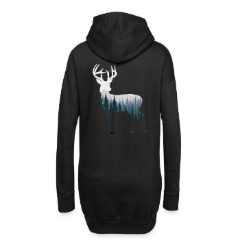 rot-hirsch blau natur berge wald T-Shirt - Hoodie-Kleid - Schwarz - Hinten