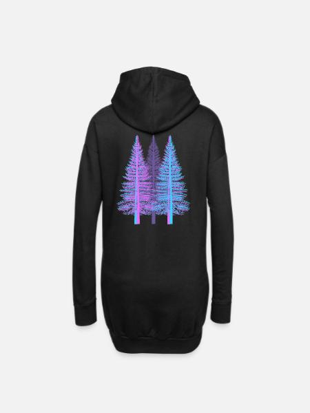 Bäume Baum Fantasy Fichten Nadelbaum Wald Tanne - Hoodie-Kleid - Schwarz