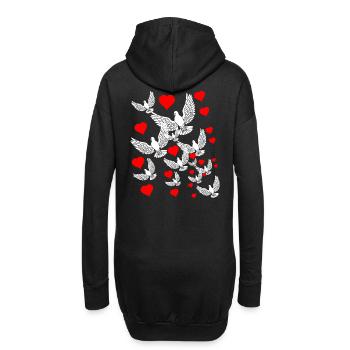 Friedenstauben Herzen Weltfrieden Friedensbewegung - Hoodie-Kleid - Schwarz - Hinten