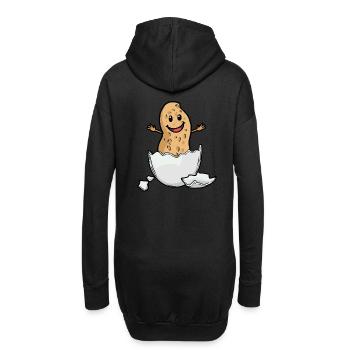 Cacahuète Noix Coquille d’oeuf Naissance Bébé Hourra - Sweat-shirt à capuche long Femme - noir - Dos