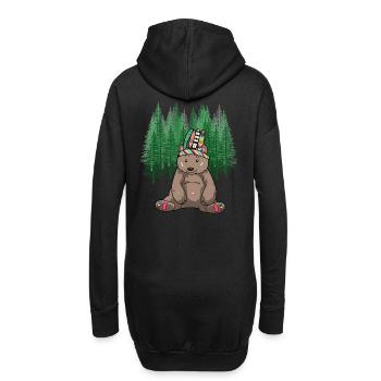Wilder Westen Braunbär Bär Ureinwohner Kind - Hoodie-Kleid - Schwarz - Hinten