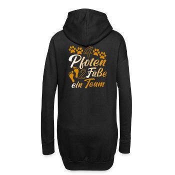4 Pfoten 2 Füße Ein Team Hundeliebhaber Geschenk - Hoodie-Kleid - Schwarz - Hinten