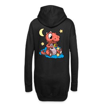 Guten Nacht Dino Drachen Kinder Sternenhimmel - Hoodie-Kleid - Schwarz - Hinten