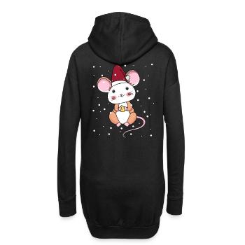 Noël Enfant Souris Flocons de Neige Noël Noël - Sweat-shirt à capuche long Femme - noir - Dos
