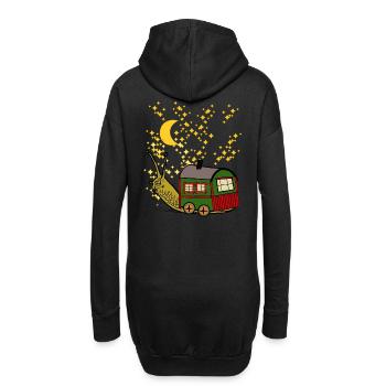 Sternenhimmel Reise Bauwagen Schnecke Camping - Hoodie-Kleid - Schwarz - Hinten