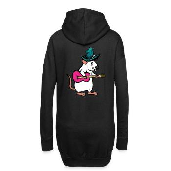 Rongeur Rat Souris Musicien Guitare Musique Enfants Enfant - Sweat-shirt à capuche long Femme - noir - Dos
